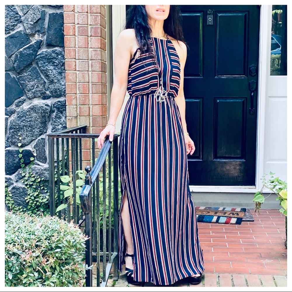 PRETTY MULTI STRIPES SIDE SLITS MAXI DRESS - Picture 6 of 10